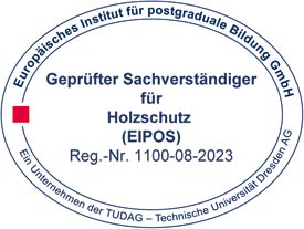 Logo Geprüfter Sachverständiger für Holzschutz (EIPOS)